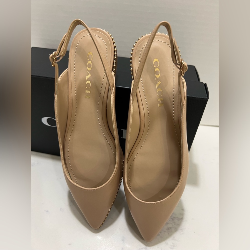 Coach Tan Leather Flats with Whipstitching - Picture 9 of 11